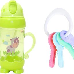 Premium Baby Sipper Feeding Bottle Sipper Mug & Baby Key Shaped Rattle Teether-image-39