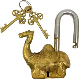 Brass Camel Pad Lock With 2 Keys Camel Shape Lock Padlock-image-45
