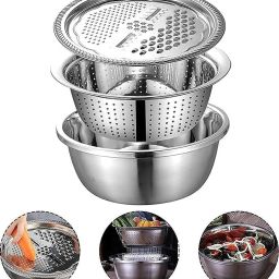 Drain Basket Vegetable Fruits Washing Bowl Strainer Set (26cm) Strainer Colander-image-69
