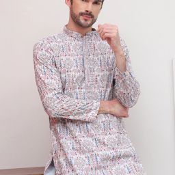 Men Printed Pure Cotton Straight Kurta-image-5