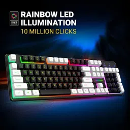 Ant Esports MK1400 / Rainbow LED Illumination, White and Black Keycaps, Backlit Membrane Wired USB Standard Gaming Keyboard Compatible with Desktop, Laptop, Mac Backlit Membrane Mixed Colour Lighting, White & Black Keycaps, Double Injection Key Caps image 4