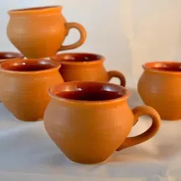 Pack of 6 Ceramic Kullad cup set Handmade kitchenware tea cup set, Pottery chai cup set Coffee mug-12