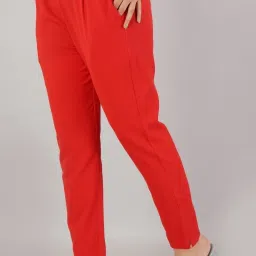 Women Regular Fit Red Viscose Rayon Trousers-image-45