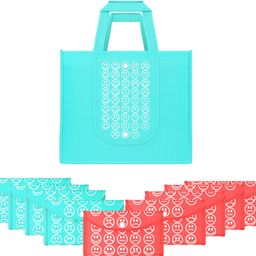 kuber industries Pack of 10 Smile Foldable Grocery/Shopping Bags For Women | Blue & Red-picture-25