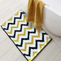 Yellow Geometric Microfibre 24x16 Inches Super Soft Bath Mat by ROSEATE-picture-38