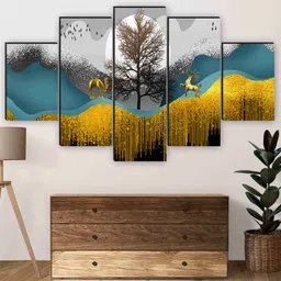 saf dancing deer wall painting for living room, wall decoration, home decoration Digital Reprint 30 inch x 50 inch Painting-picture-46