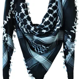 Checkered Poly Silk Men White, Black Scarf-image-45