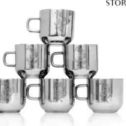 Pack of 6 Stainless Steel Double Wall Laser Steel Cup Set-27