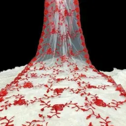 Net Embroidered Red Women Dupatta-image-39