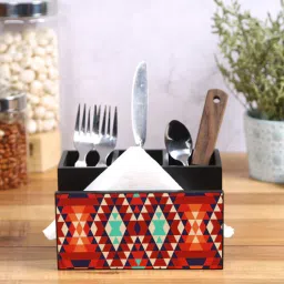 reinvention factory Ikkat Multicolor MDF Cutlery and Tissue Holder-picture-11