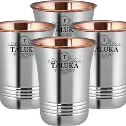 (Pack of 4) Copper Designer Steel Glasses Tumbler (300 ml/Each) Set of 4, Steel/Copper Glass Set Water/Juice Glass-image-79