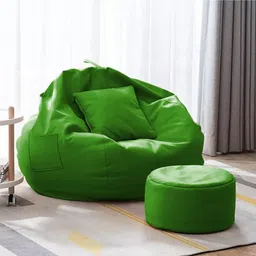 flipkart perfect homes studio XXXL Filled Bean Bag with Cushion and Footrest - Scratch Resistant Premium Leatherite Bean Bag Chair With Bean Filling-picture-1