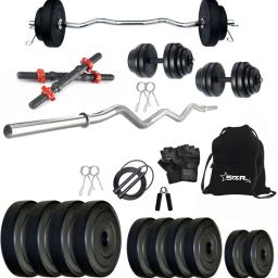 30 kg STARX PVC 50KG with 3ft Rod and Accessories Home Gym Combo-image-3
