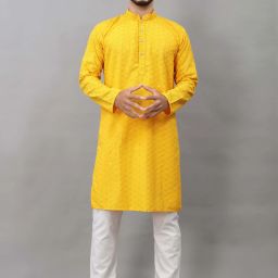 Men Embroidered Cotton Rayon A-line Kurta-image-3