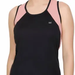Women Colorblock Round Neck Polyester Black T-Shirt-image-68
