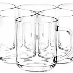 (Pack of 6) Glass Cups and Mugs - 6 Piece, Clear, 250ml Glass Set Water/Juice Glass-image-53