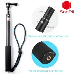 Soopii Extendable Selfie Stick for Action Cameras | Lightweight & Durable GoPro Monopod Stick | Adjustable Telescopic Handle with Anti-Slip Grip & Wrist Strap | Compatible with GoPro Hero 12/11/10/9/8, DJI Osmo, Insta360 & More Bluetooth Selfie Stick image 4