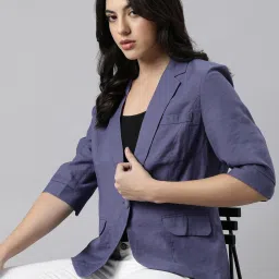 Women Solid Single Breasted Casual Blazer-image-78