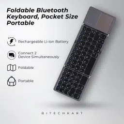 VOOCME Foldable Bluetooth Pocket Size Portable Mini Wireless Keyboard Wireless Handheld Multi-device Keyboard Compatible with Desktop, Laptop, Mac image 4