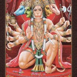 Panchmukhi Hanuman Ji Photo Frame | Bajrangbali Wall Art for Home & Temple Digital Reprint 14 inch x 10 inch Painting-11