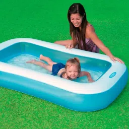 vbe 2 Stripped Rectangle Bath Tub Soft Inflatable Rectangular Baby Pool Big Water for Kids (blue, white) Inflatable Swimming Pool image 2