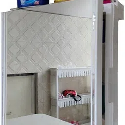 glowsilk Saffire Rich Look Bathroom Mirror Cabinet with Storage Rack Shelf (Number of Shelves - 6, White) Plastic, Glass Wall Shelf-picture-2