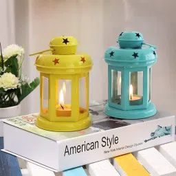 Decorative Hanging Tealight Candle Holder Indoor outdoor Home Decoration Multicolor Iron Hanging Lantern-picture-11