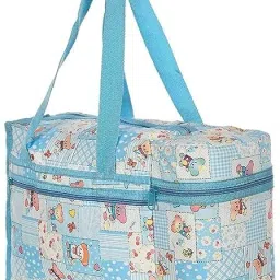 PVC Teddy Print Mothers Bag With 2 Bottle Holders & Handle (Blue) Mothers Bag-image-22