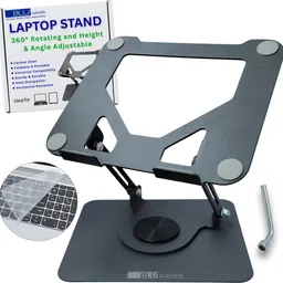 Bluwaves 360 Degree Rotating, Height & Angle Adjustable- Ergonomic, Portable & Foldable | 1.6 KG Heavy Duty Metal | Stable Tabletop Riser for Laptops, Notebook, Tablet | Carbon Steel Desk Stand Rotatable Laptop Stand with Adjustable Height Compatible with Universal Laptops-picture-5