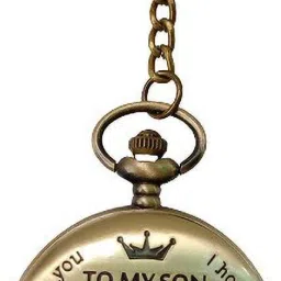 DSR My Son (I Love U) Metal Bronze Analog Vintage Style Round Dial Quartz Unisex Antique Key chains Pocket Watch Keychain with Roman Numbers with Small Box Antique Pocket Watch With Rings Metal Alloy Pocket Watch Chain-image-70