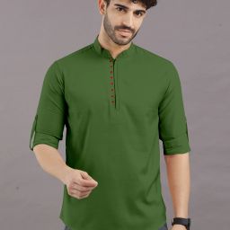 Men Solid Cotton Blend Straight Kurta-image-41