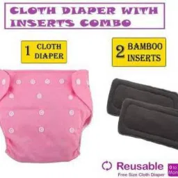Adjustable Size Reusable Baby Pocket Cloth Diapers With Charcoal Color Inserts Combo Pack (2 pink Diaper + 2 Insert)-22