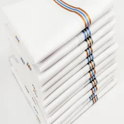 FIMS Men's Premium 100% Pure Cotton Handkerchief Combo Pack of 12 Multicolor ["White"] Handkerchief-image-26