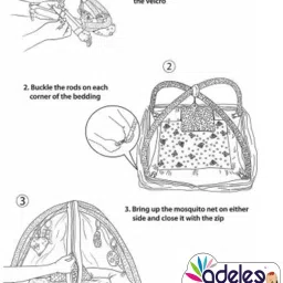 odelee Cotton Infants Washable Bedding Set with Foldable Mattress, Mosquito Net and Pillow Red Polka dots Mosquito Net image 4