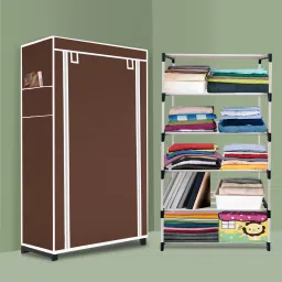 5 Shelf Plastic Foldable Wardrobe and Portable Almirah for Adults, Kids PVC Collapsible Wardrobe-image-73