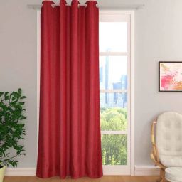 the conversion Maroon Premium Jute Solid 9ft Light Filtering Eyelet Longdoor Curtain (1 Pc)-picture-40