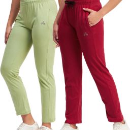 Pack of 2 Women Solid Light Green, Maroon Track Pants-image-50