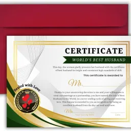 A4 Size 8.3x11.7inches Best Husband Certificate without Frame Love Greeting Card-image-32