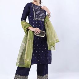 Women Cotton Blend Kurta Palazzo Set-image-4