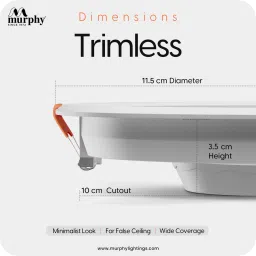 murphy LED 10W TRIMLESS Round (Cool White, Pack of 6) Recessed Ceiling Lamp image 3