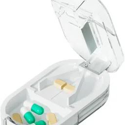14-day Portable Pill Box Tablets Cutter, Medicine Organizer Box with Pill Cutter Pill Box-image-2