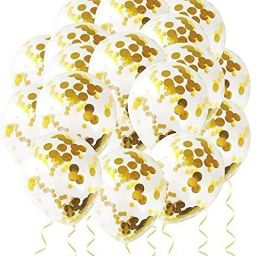 Printed Confetti Metallic Latex Balloons Golden Theme Set of 10 for Birthday Party Decor Balloon-image-8