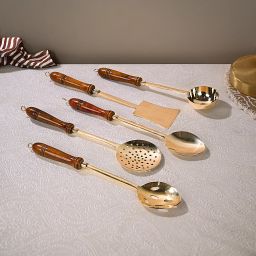 Brass Serving Spoon Spatula Set Flip,Spatula,Ladle for Cooking Brass Serving Spoon Set-image-75