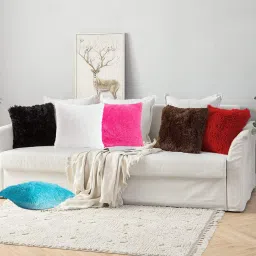 Fur cushion pillow Microfibre Solid Cushion Pack of 6-picture-3