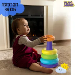 playmagic Rainbow Rocking Ring Stacker|Stacking Toy for Toddlers|Develops Motor Skills image 4