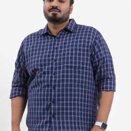 Plus Size Men Regular Fit Checkered Spread Collar Casual Shirt-image-93