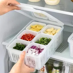 Plastic 6 Grid Fridge Storage Boxes Freezer Storage Containers Storage Basket-3