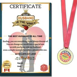 World's Best Husband Certificate With Medal Gifts Card Love Award Anniversary Greeting Card-picture-12