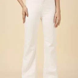 3butterflies Women Boot-Leg High Rise White Jeans-picture-27
