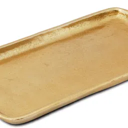 Textured Gold Metal Tray - 1 Pc | Elegant and Durable Serveware | 12" Tray-24